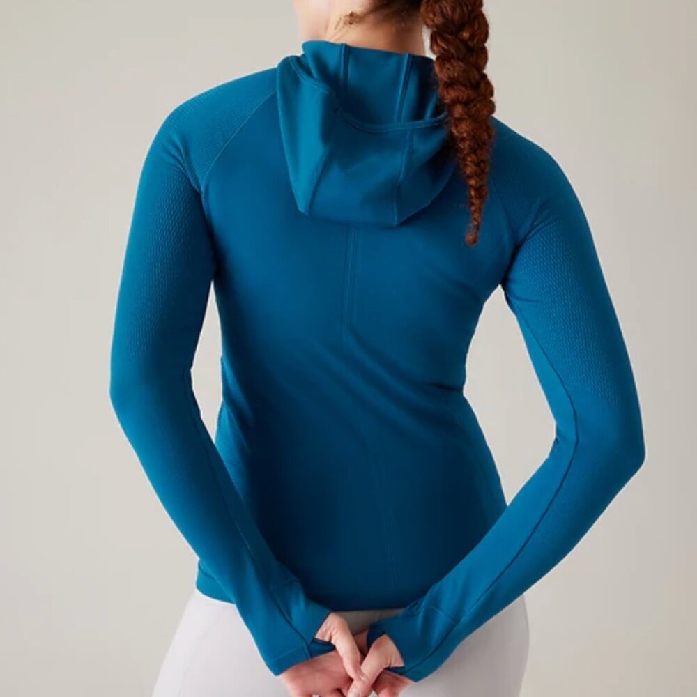 ATHLETA Flurry Seamless Hoodie Dark Lapis Blue Color Size Medium